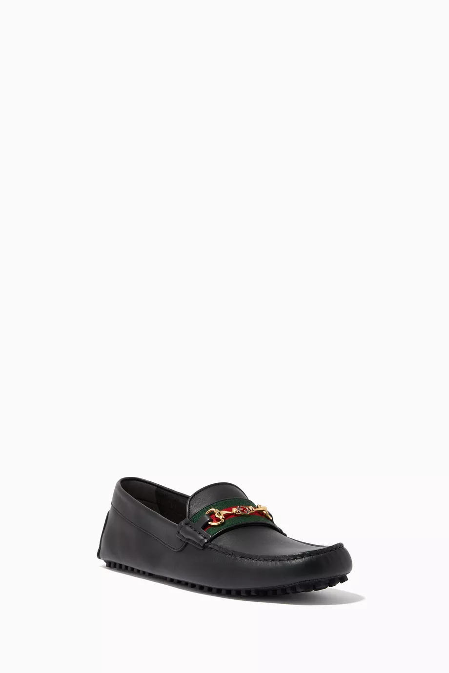 Buy Gucci Black Horsebit Web Driving Shoes in Leather For Men Online Ounass UAE