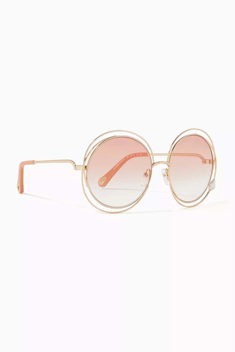 Buy Chloé Pink Carlina Pearl Round Sunglasses in Metal For  display picture 2