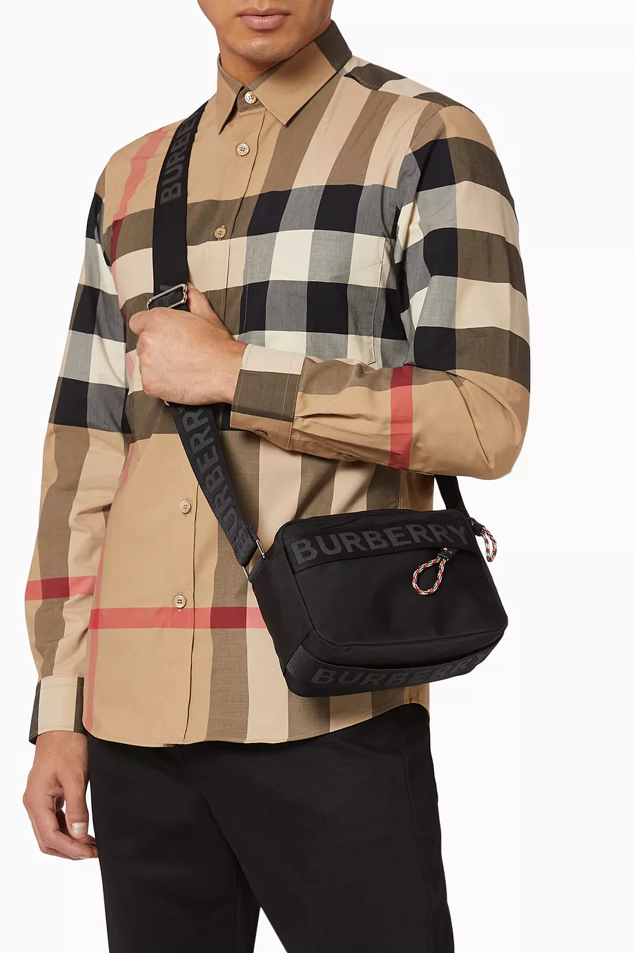 Buy Burberry Black Crossbody Bag in Logo Lettering Nylon For Men Online Ounass UAE