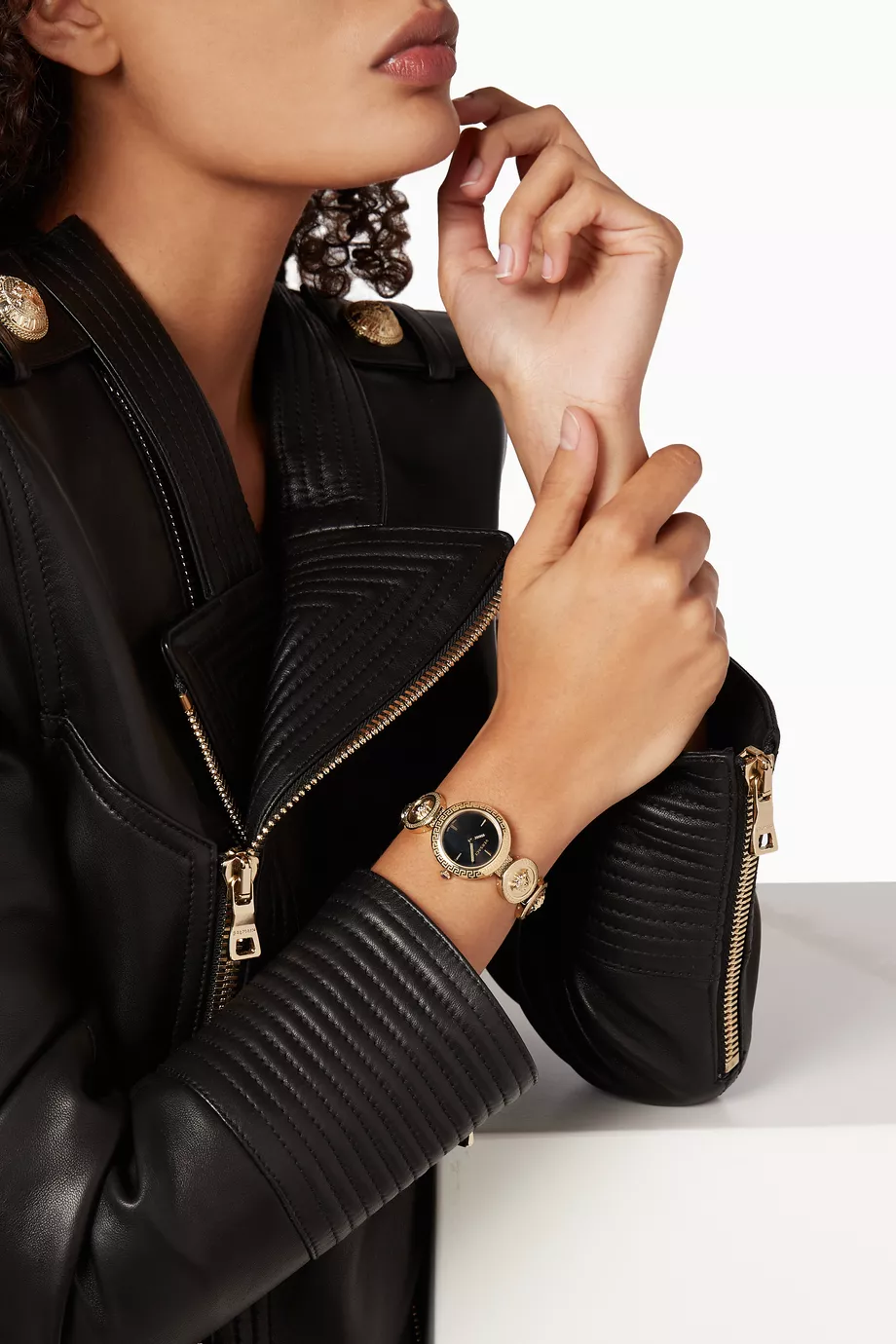 Black medusa stud icon bracelet watch discount
