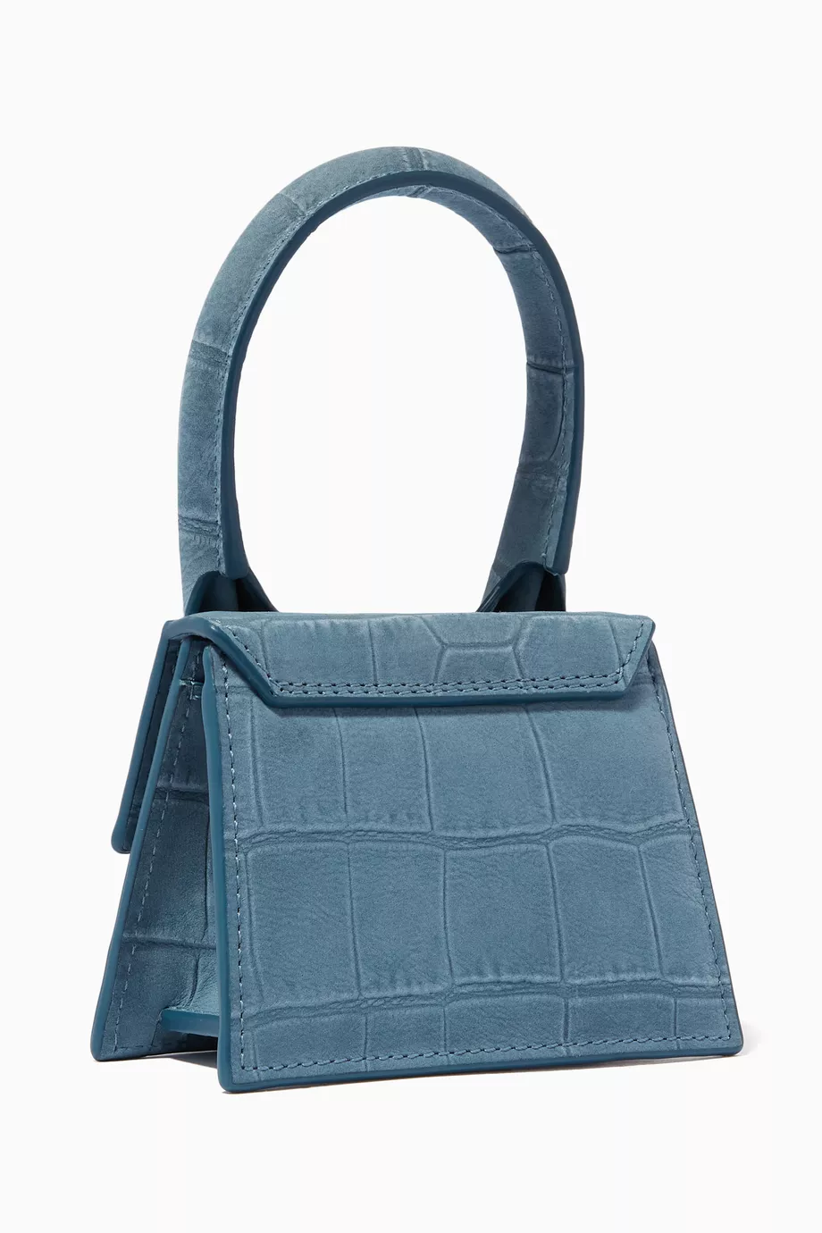 Buy Jacquemus Blue Le Chiquito Bag in Croc-Embossed Leather For