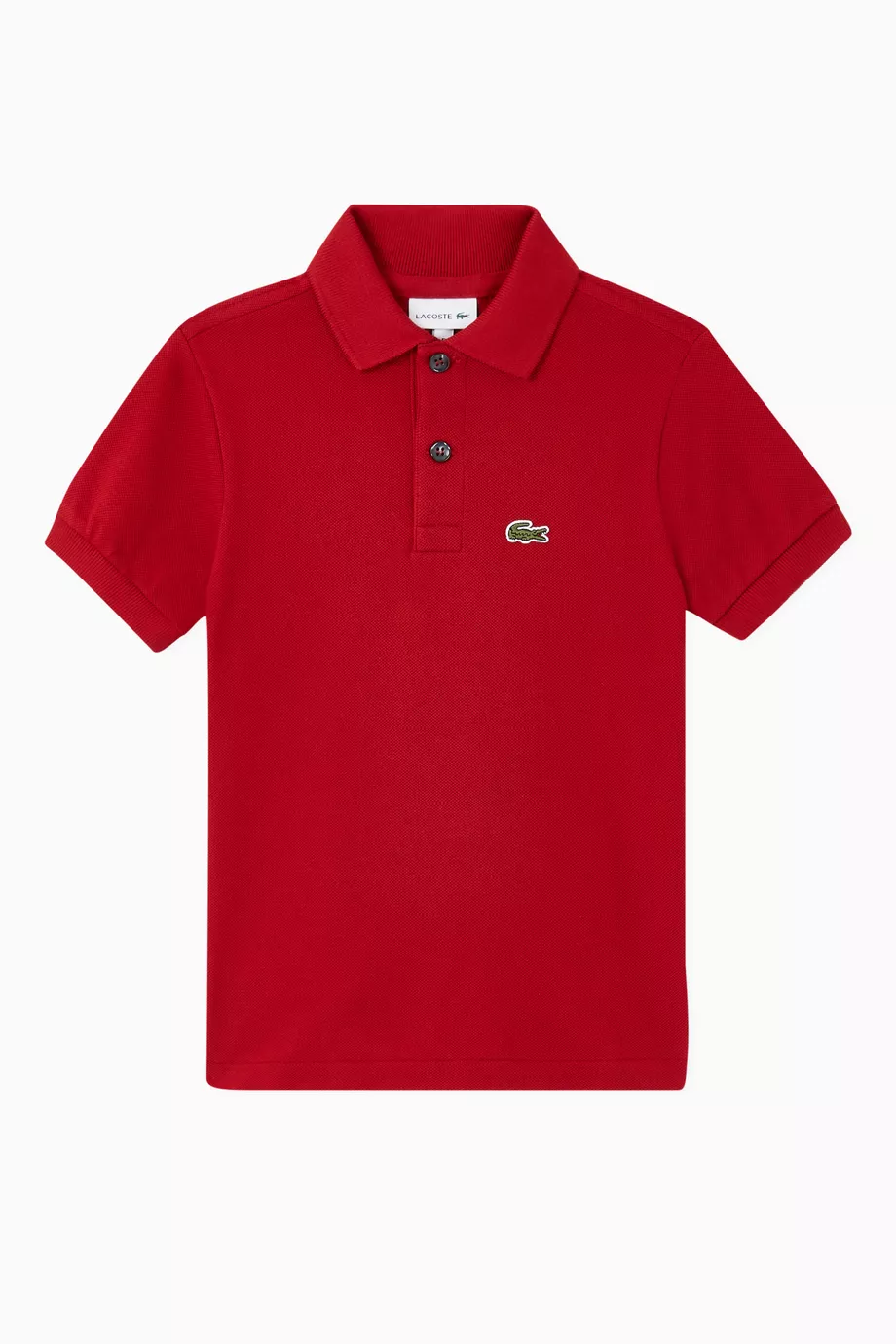 Buy Lacoste Red Regular Fit Petit Pique Polo Shirt For Boys Online Ounass UAE