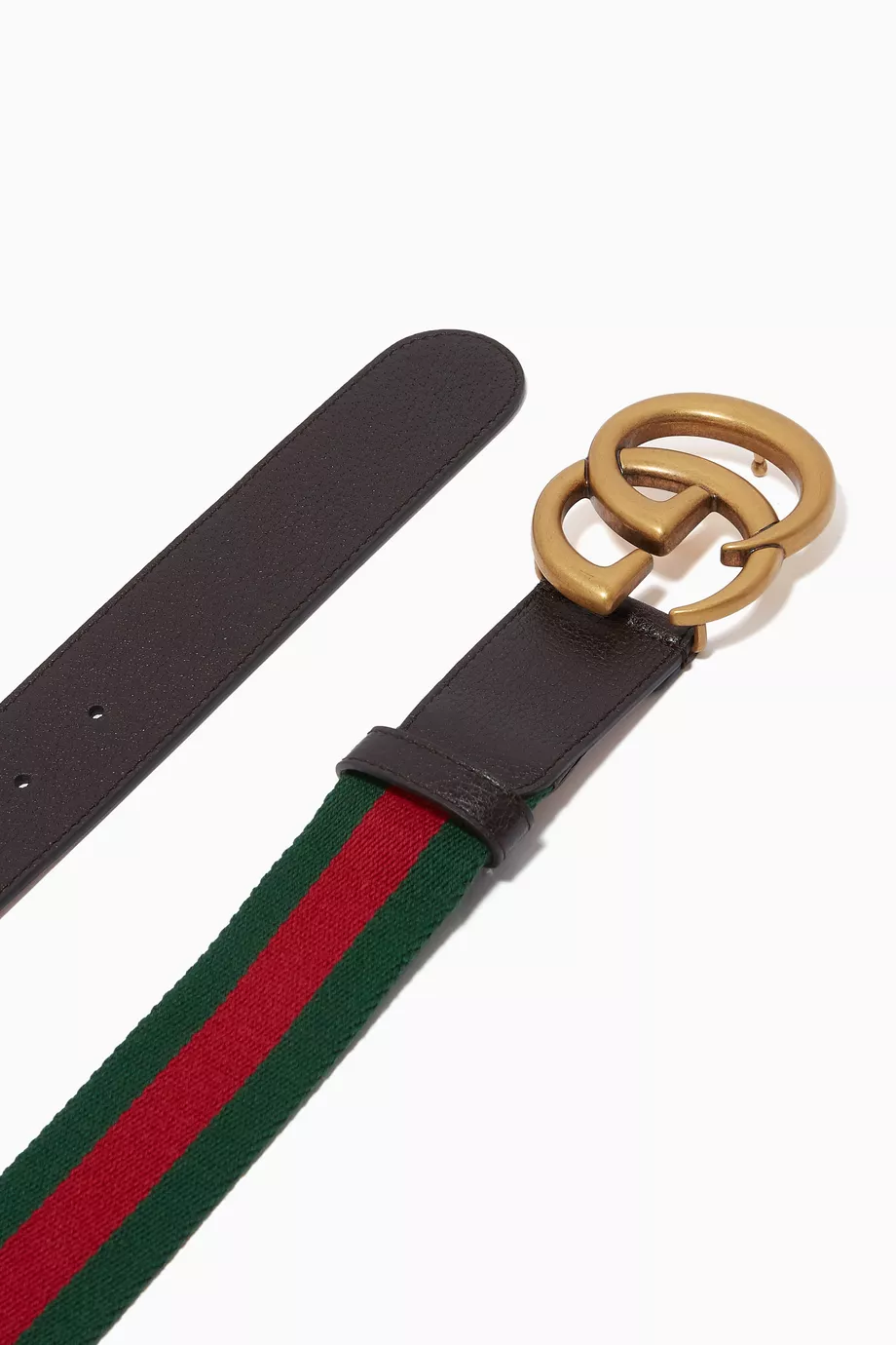 Buy Gucci Brown GG Marmont Double G Belt with Web Stripe in Leather For Women Online Ounass UAE