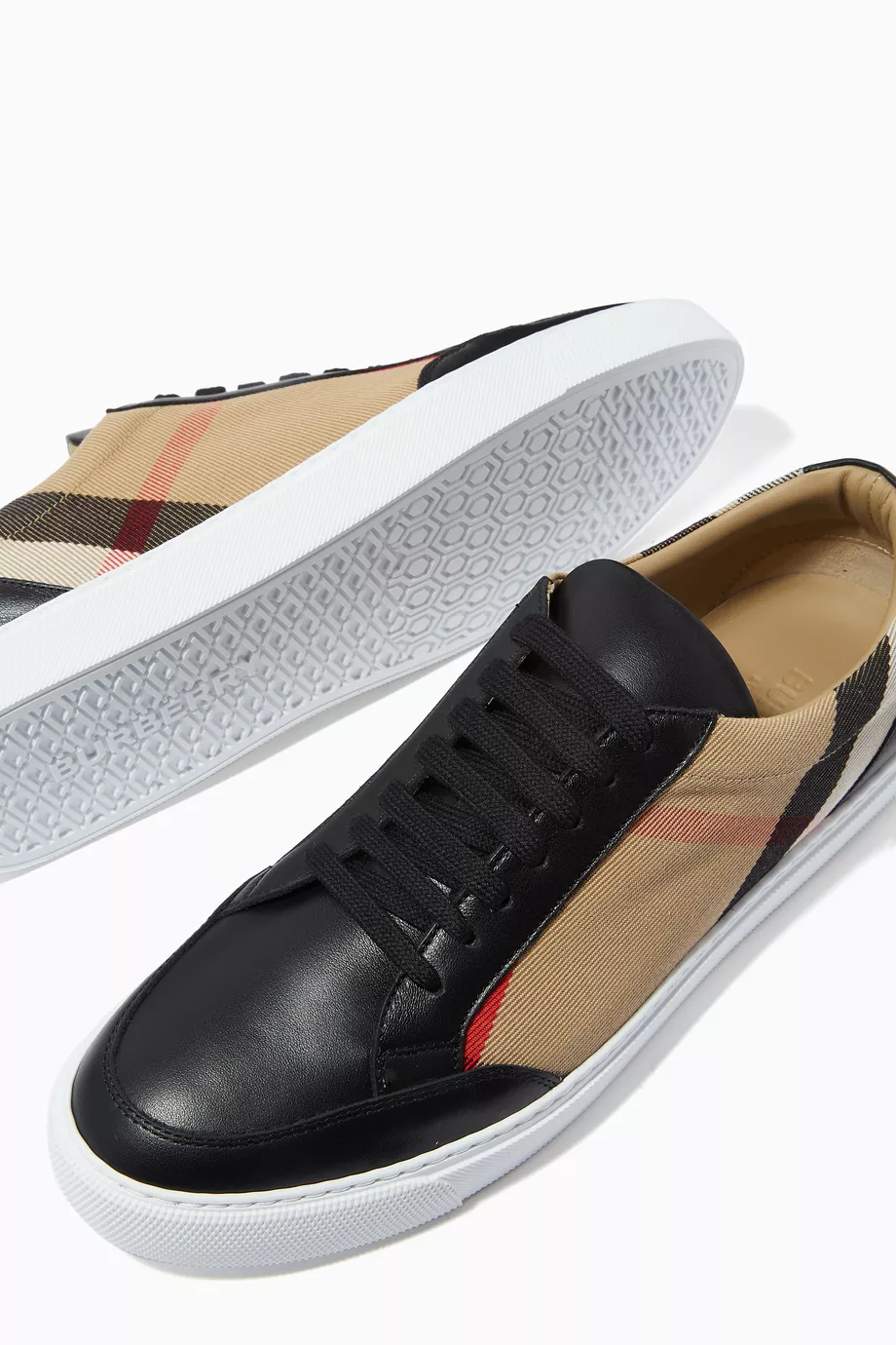 Leather and house check sneakers deals