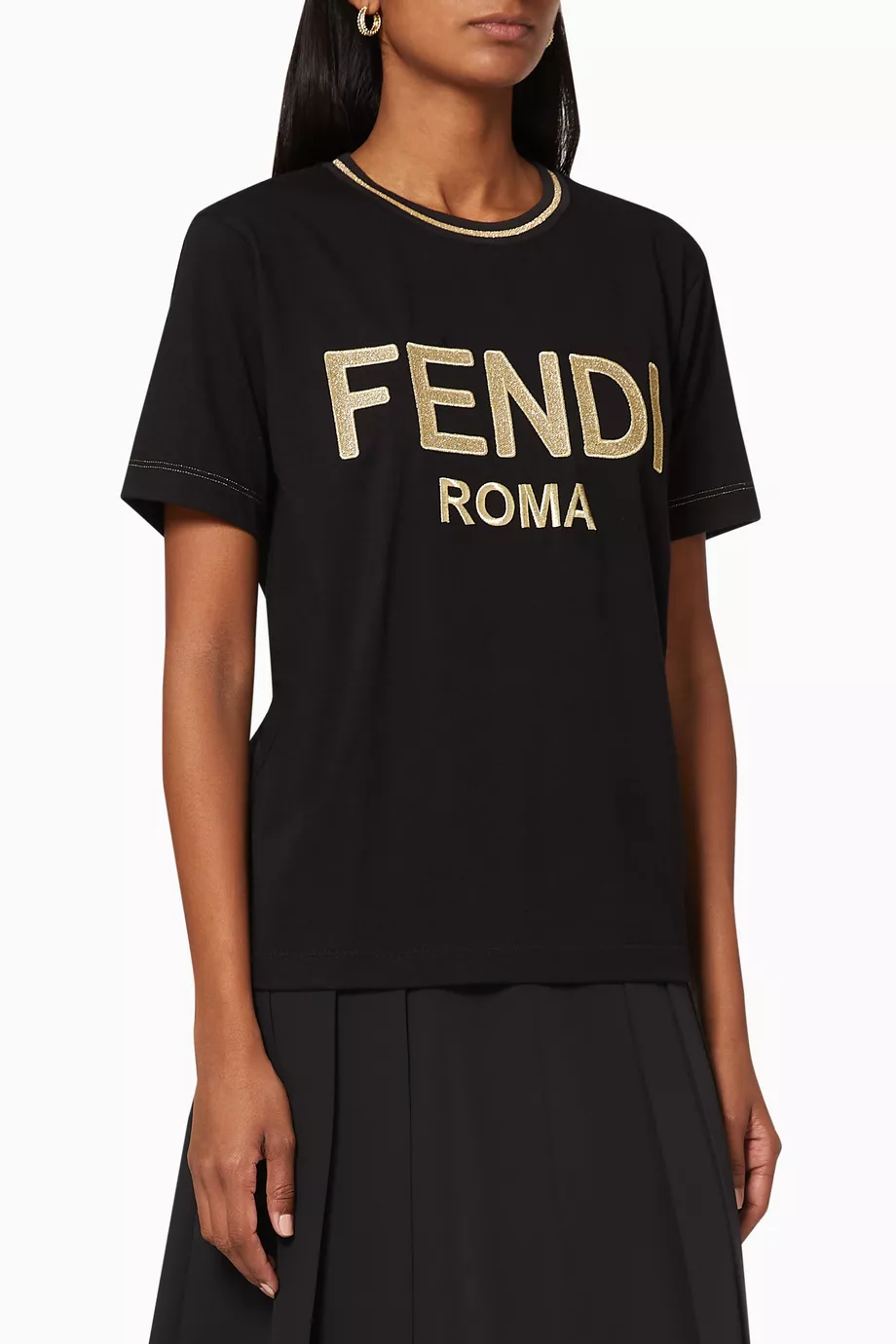 Buy Fendi Black FENDI ROMA Jersey T Shirt For Women Online Ounass UAE