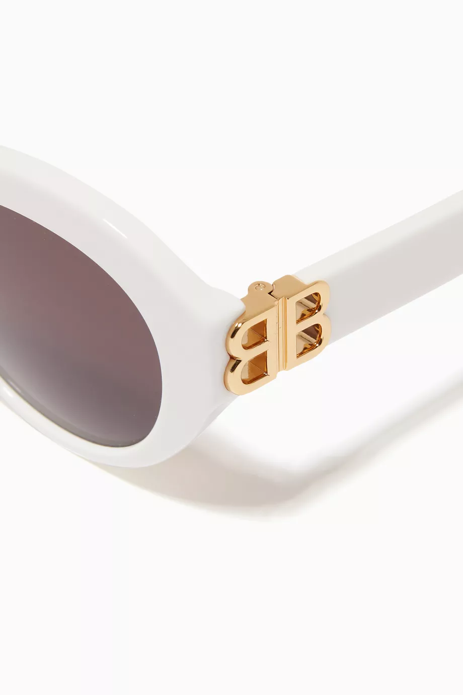 Buy Balenciaga White Round D-Frame Sunglasses in Acetate For Women