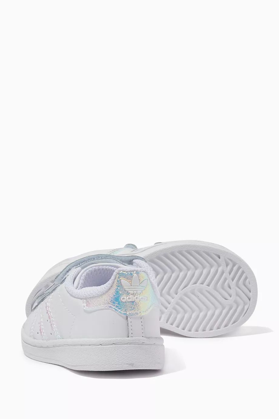Girl toddler superstar shoes  white/metallic silver top