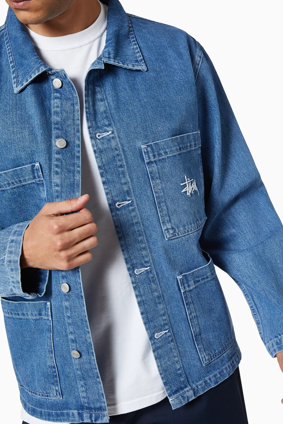 Buy Stussy Blue Denim Chore Jacket For Men Online Ounass UAE