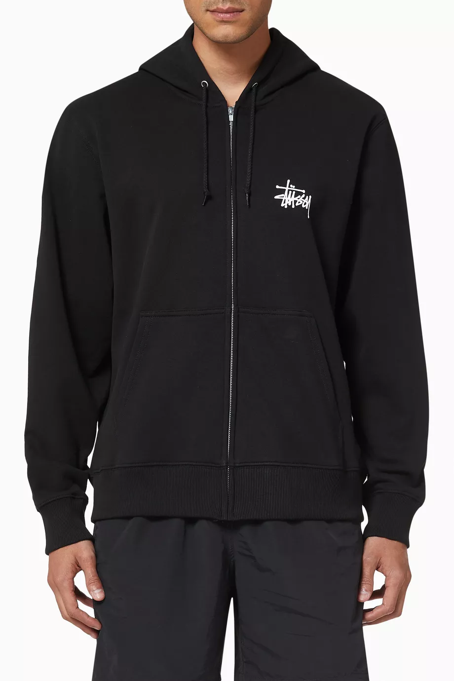 Buy Stussy Black Basic Stussy Jersey Zip Hoodie For Men Online Ounass UAE