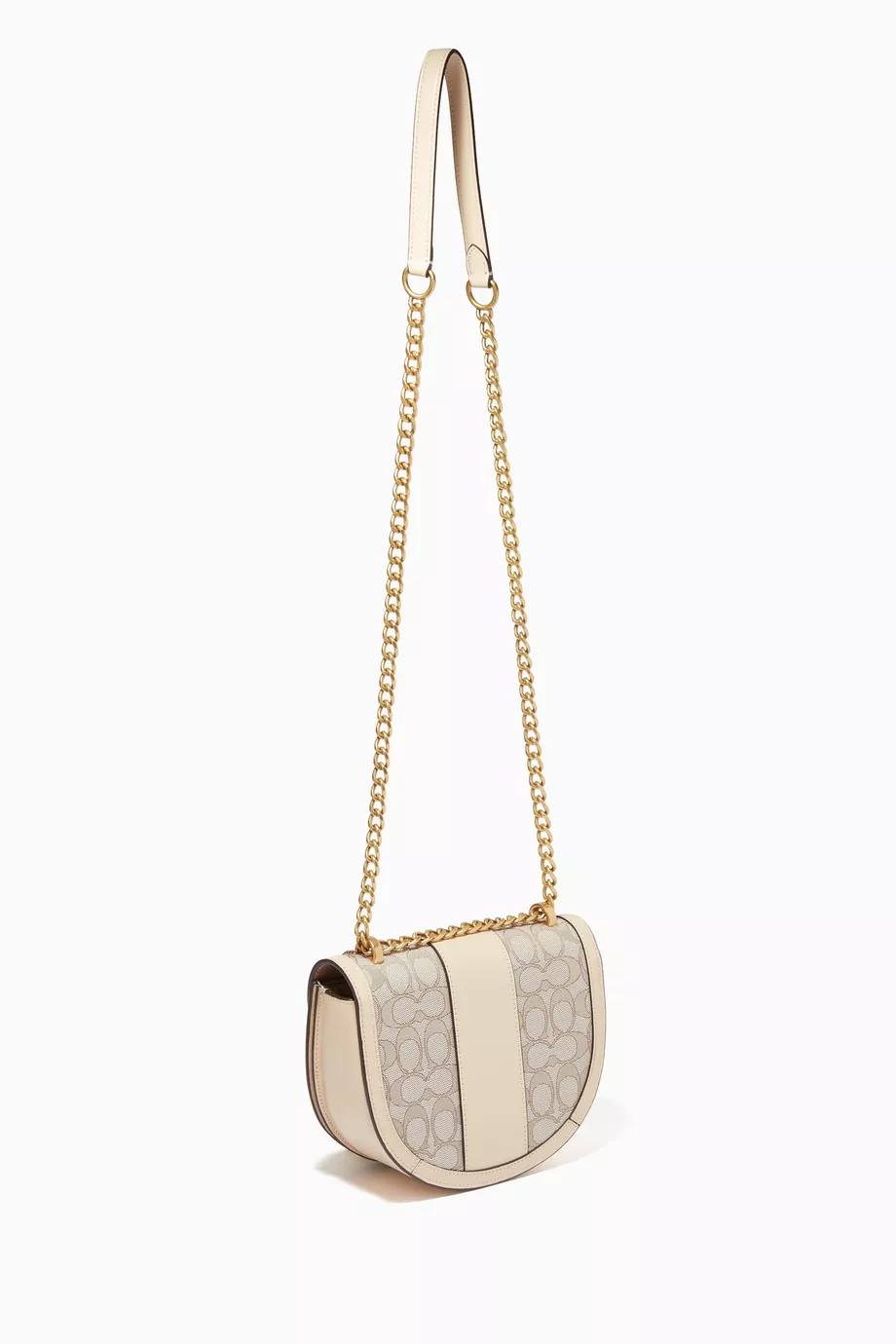 Buy Coach White Alie Saddle Bag in Signature Jacquard Leather