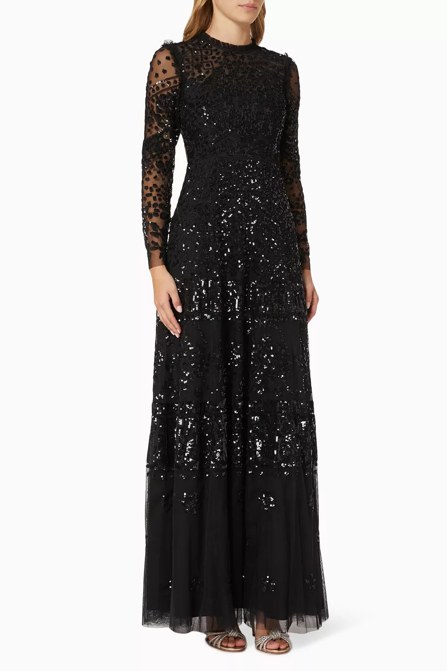 Buy Needle Thread Black Aurora Gown in Sequin Tulle For Women Online Ounass UAE