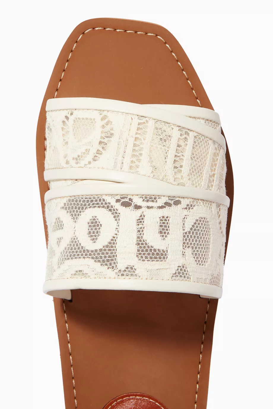 Buy Chloé White Woody Flat Mule Sandals in Lace For Women Online