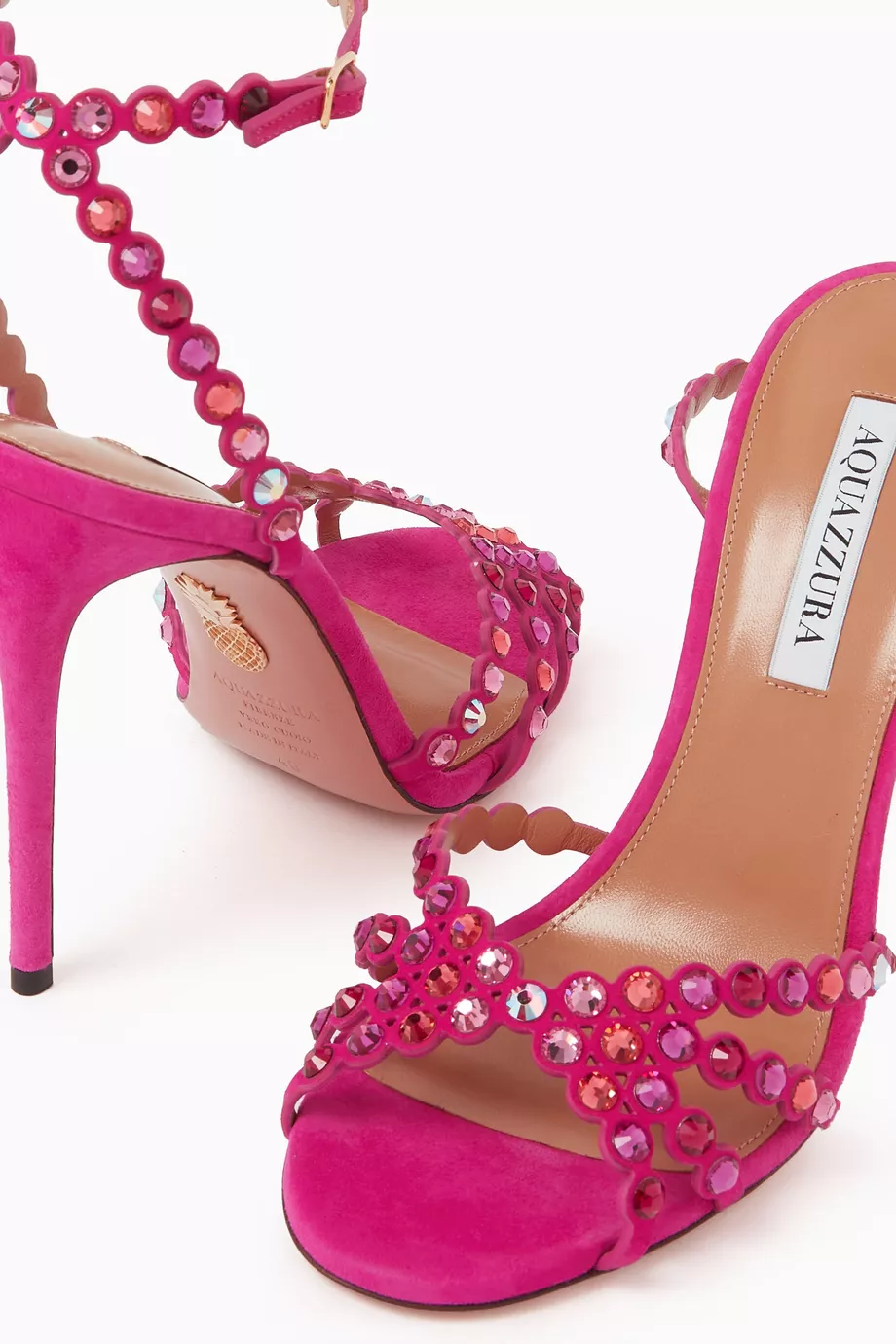 【AQUAZZURA】105 crystal-embellished lace-up suede サンダル AQUAZZURA Tequila 105 crystal-embellished leather sandals