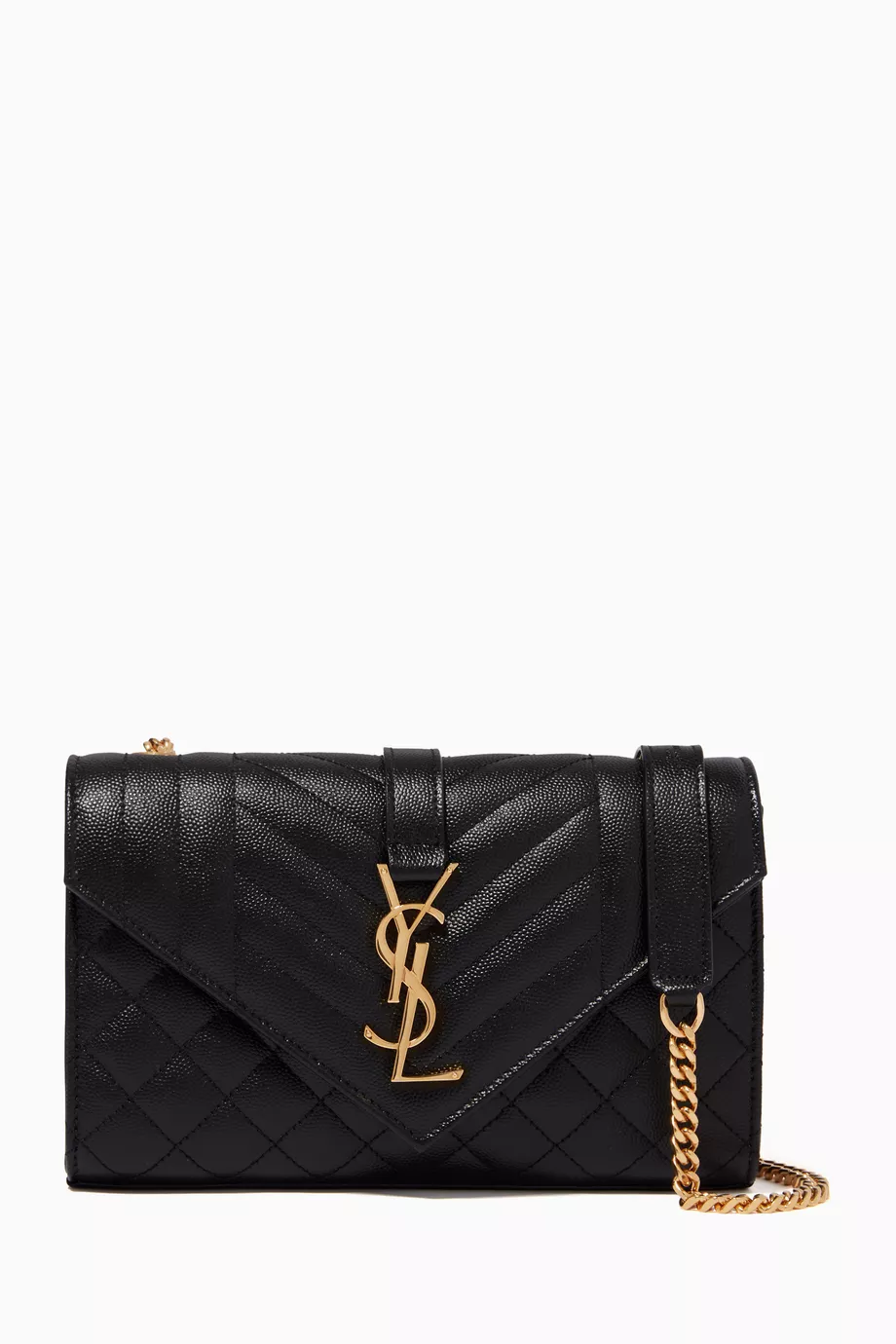 Buy SAINT LAURENT Black Small Envelope Bag in Mix Matelasse Grain de Poudre Embossed Leather For Women Online Ounass UAE