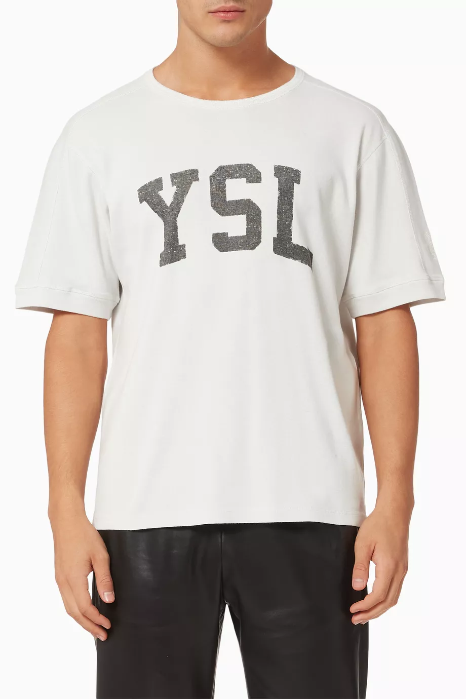Buy SAINT LAURENT White YSL Vintage T shirt in Cotton For Men Online Ounass UAE
