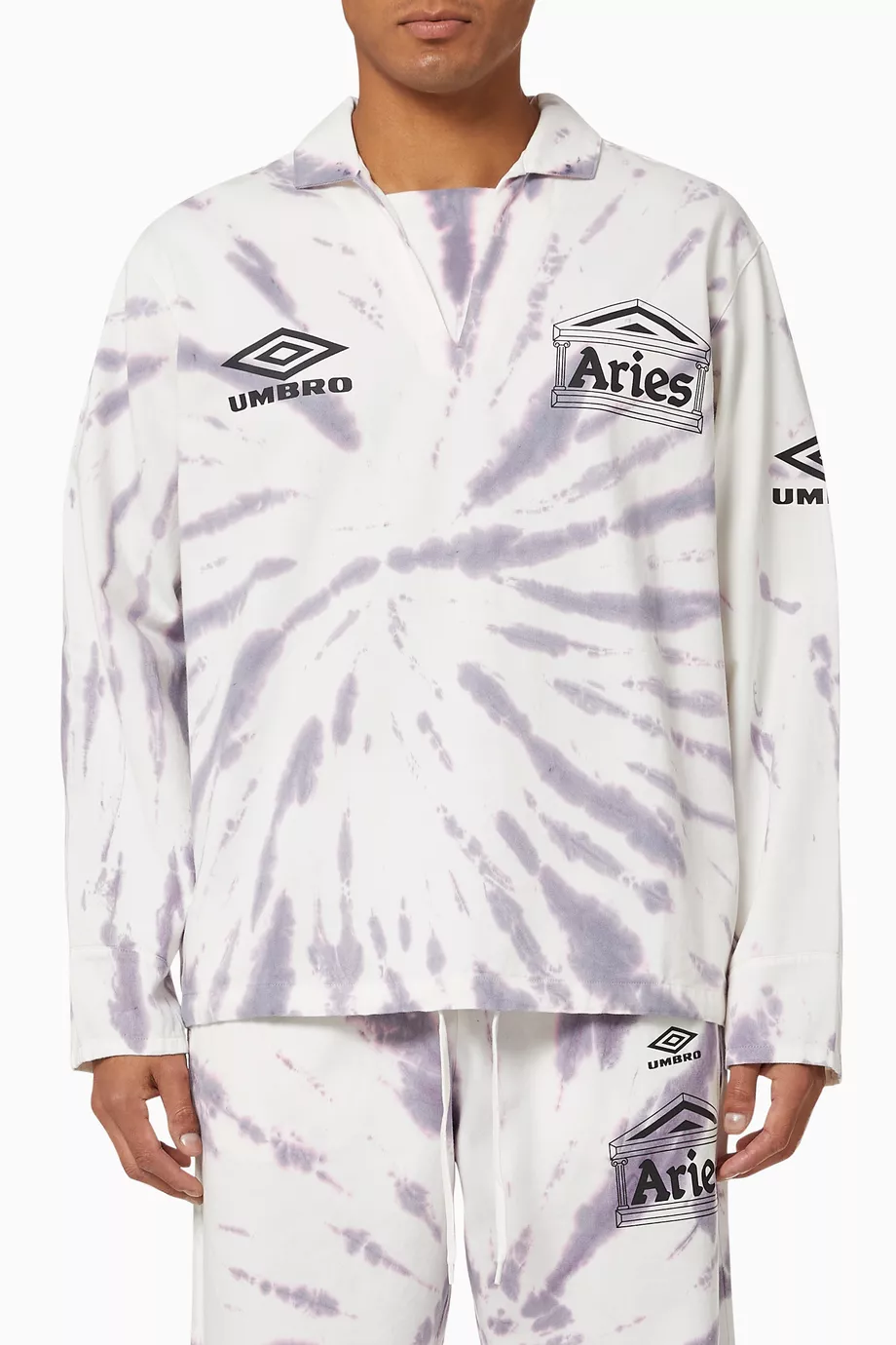 Buy Aries Purple x Umbro Tie Dye Pro 64 Pullover in Cotton For Men