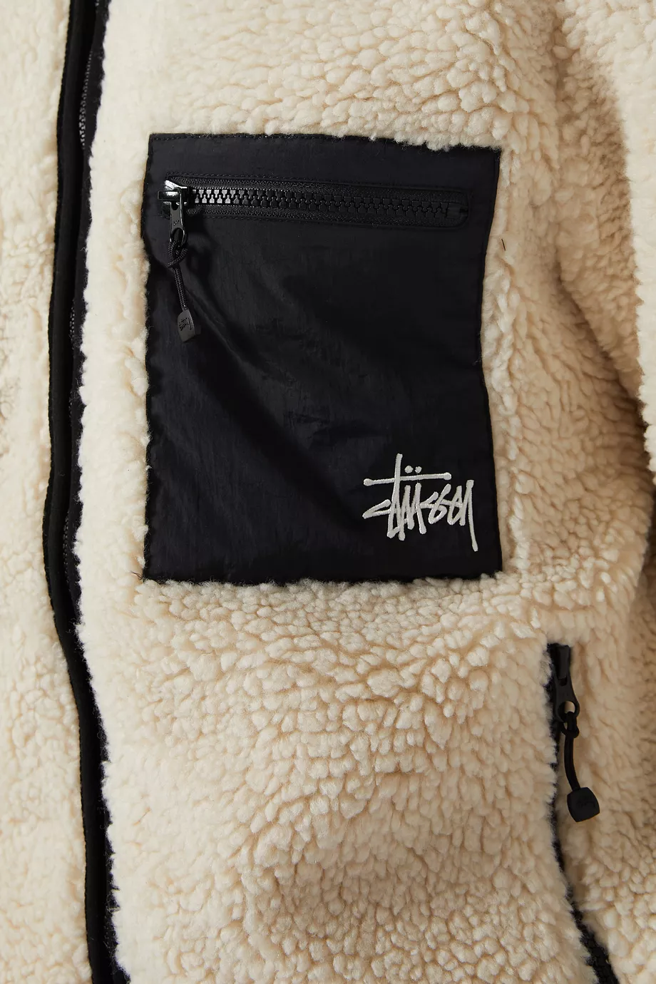 Stussy tribe sherpa jacket cream outlet