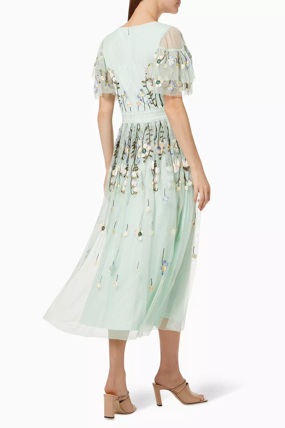 Embroidered floral midi dress top