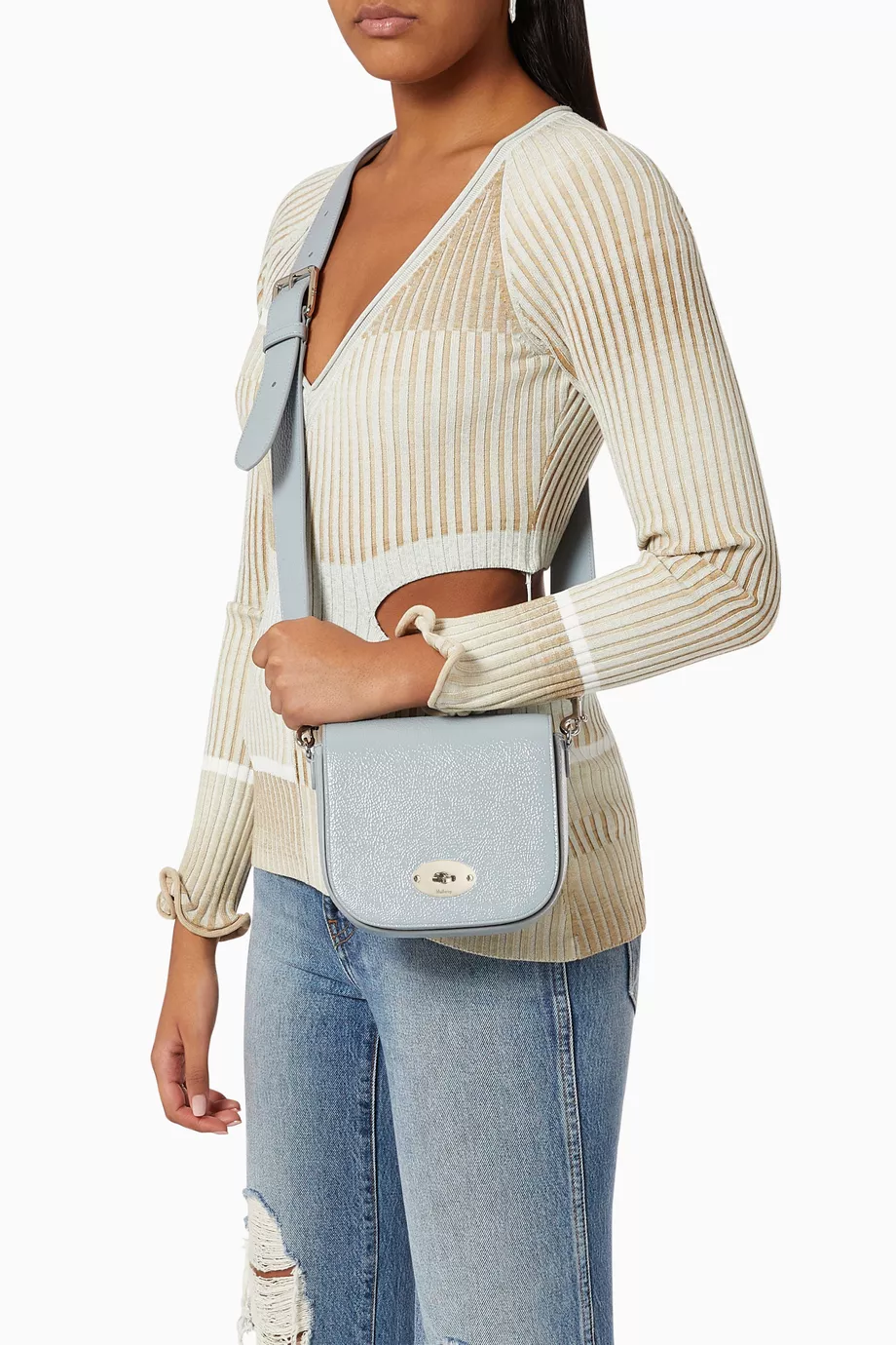 Buy Mulberry Blue Small Darley Satchel Bag in Spongy Patent Leather For Women Online Ounass UAE