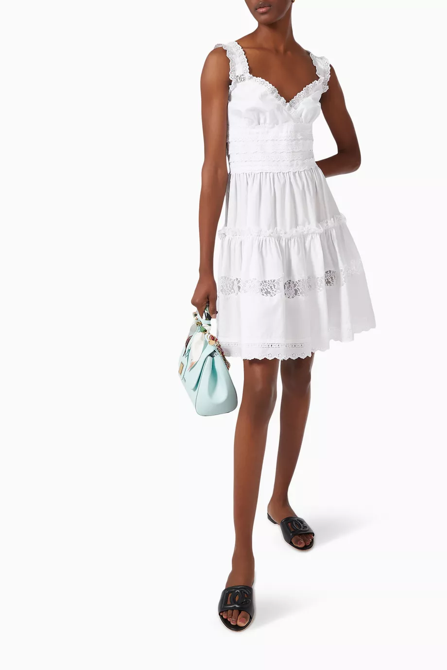 Buy Dolce & Gabbana White Crystal DG Broderie Anglaise Mini Dress in Cotton  Poplin For Women Online | Ounass UAE