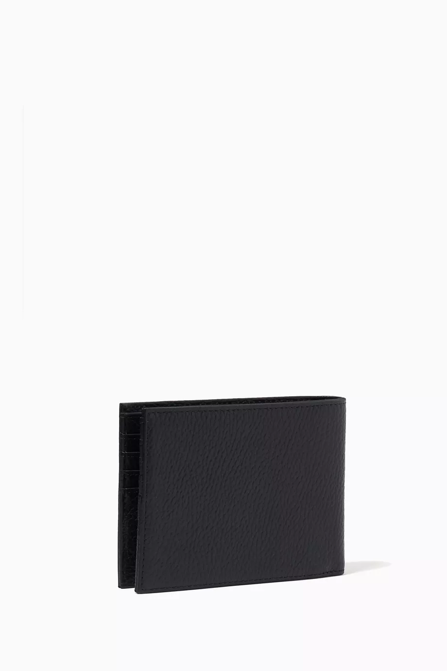 Buy Emporio Armani Black EA Embossed Bi fold Wallet in Tumbled Leather For Men Online Ounass UAE
