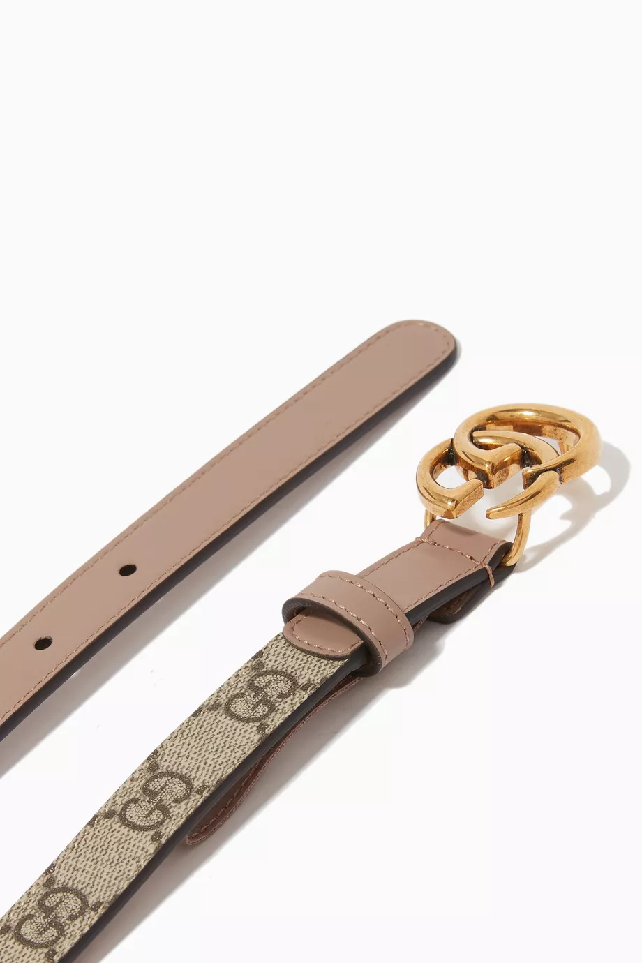 Buy Gucci Neutral GG Marmont Thin Belt in Leather For Women Online Ounass UAE