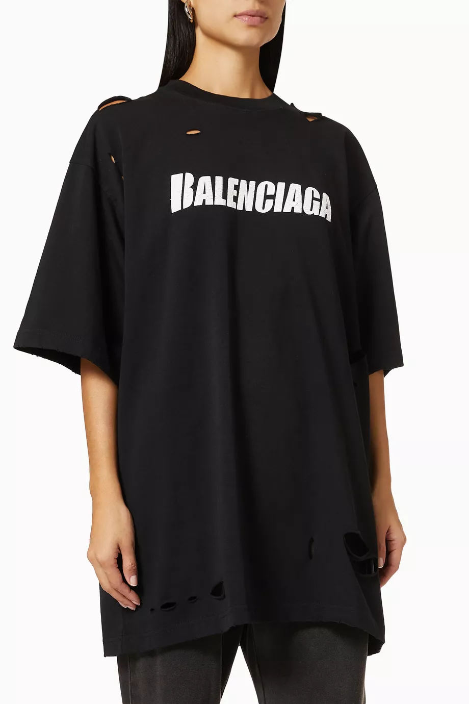【BALENCIAGA】Destroyed Flatground Tee Tシャツ BALENCIAGA Tee 21SS Destroyed Flatground XS Cotton Blue Used
