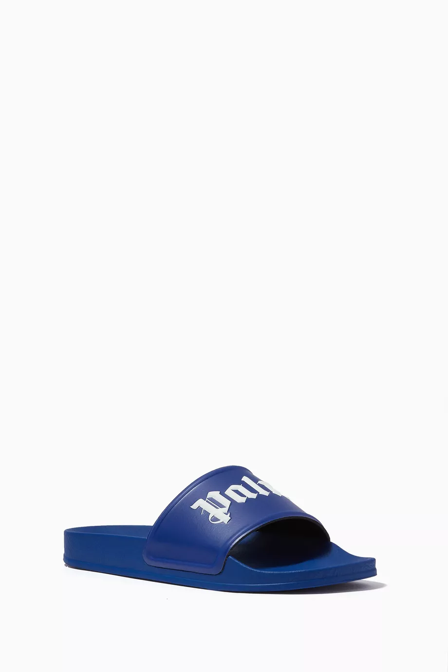 Buy Palm Angels Blue Logo Slides in PU For Men Online Ounass UAE