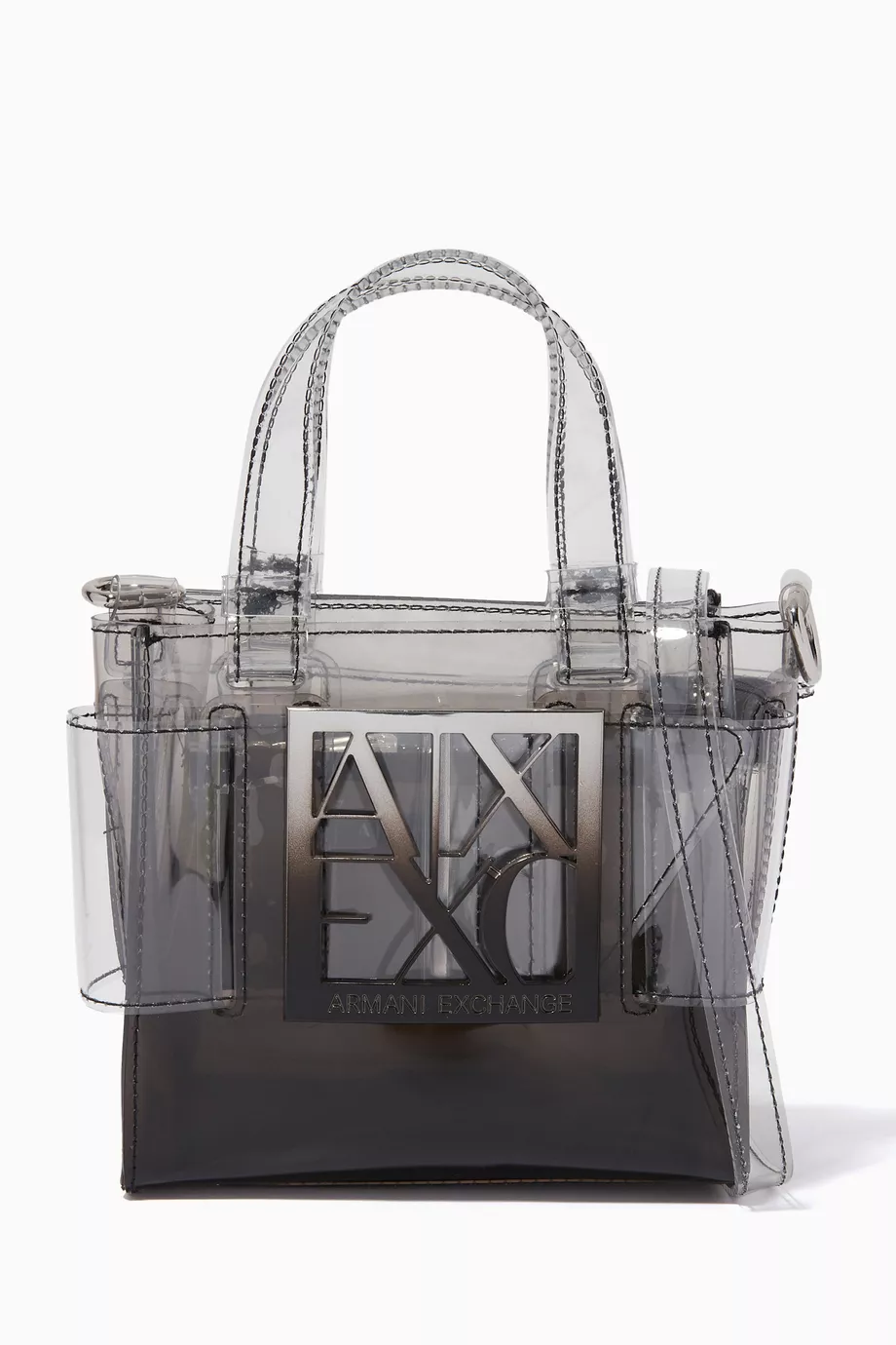 Buy Armani Exchange Grey Small Transparent Tote Bag in PVC
