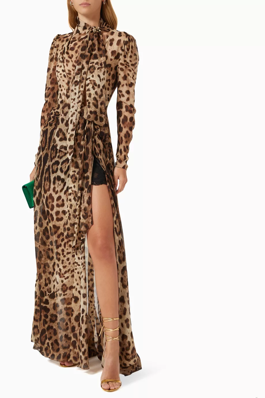 Buy Dolce & Gabbana Brown Leopard-Print Maxi Dress in