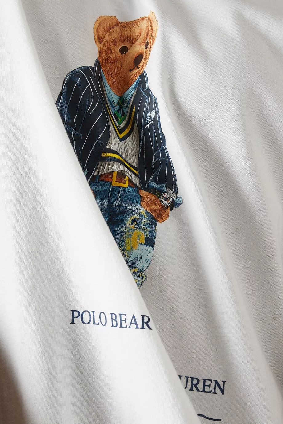Buy Polo Ralph Lauren White Polo Bear T-shirt in Cotton Jersey For