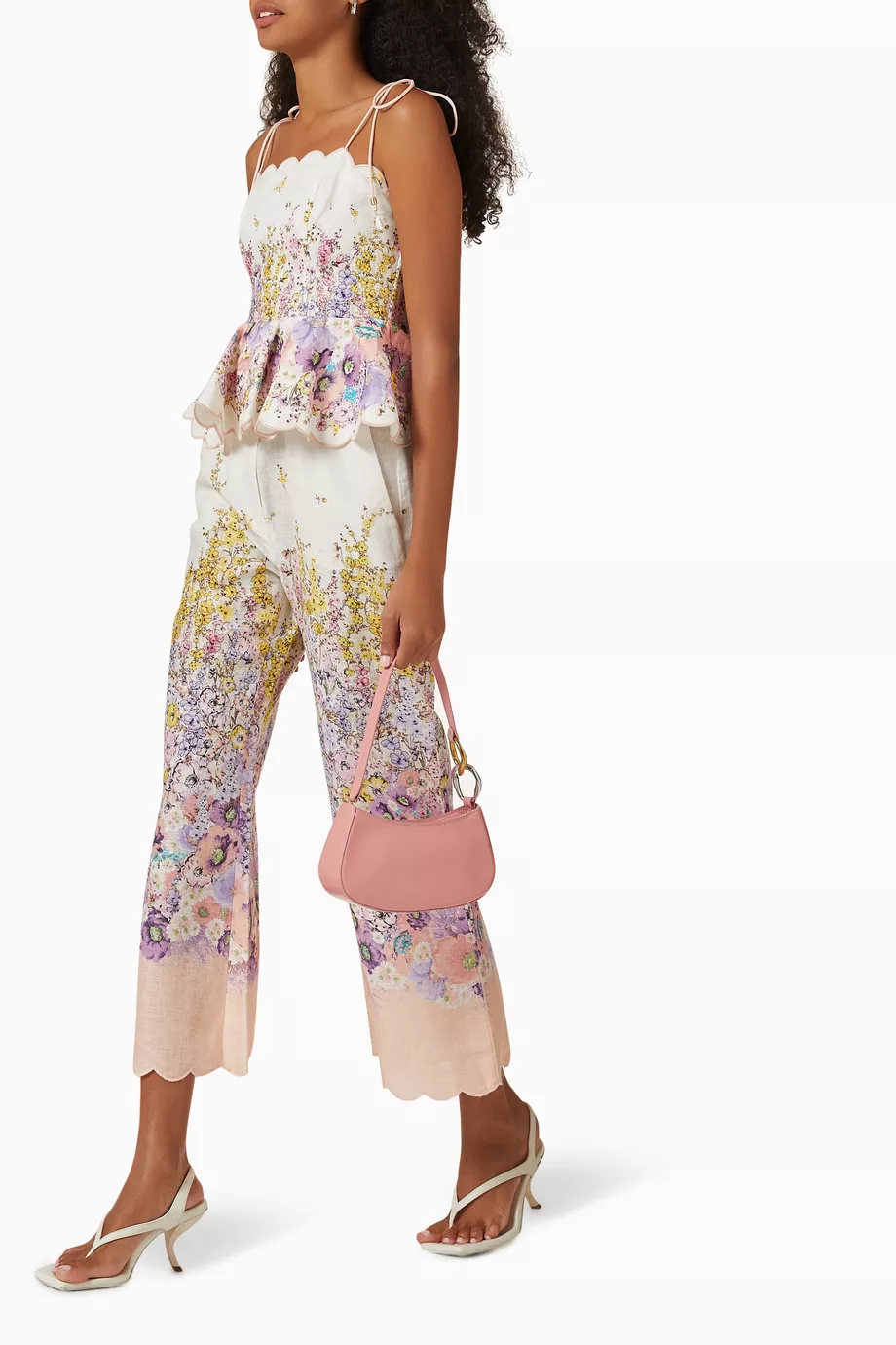 Buy Zimmermann Multicolour Jude Scallop Top in Linen For Women