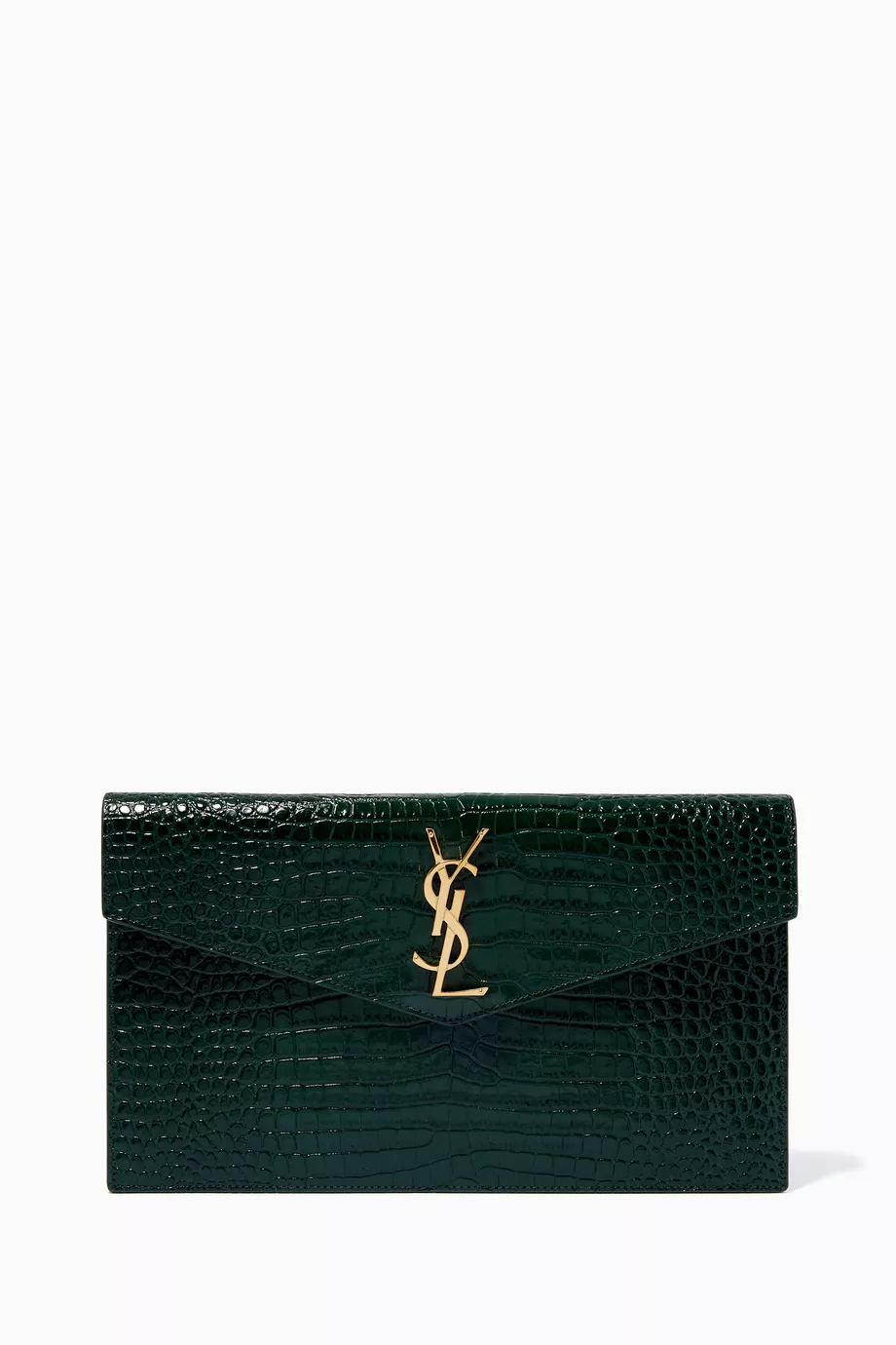 Buy SAINT LAURENT Green Uptown Pouch in Embossed Leather For Women Online Ounass UAE