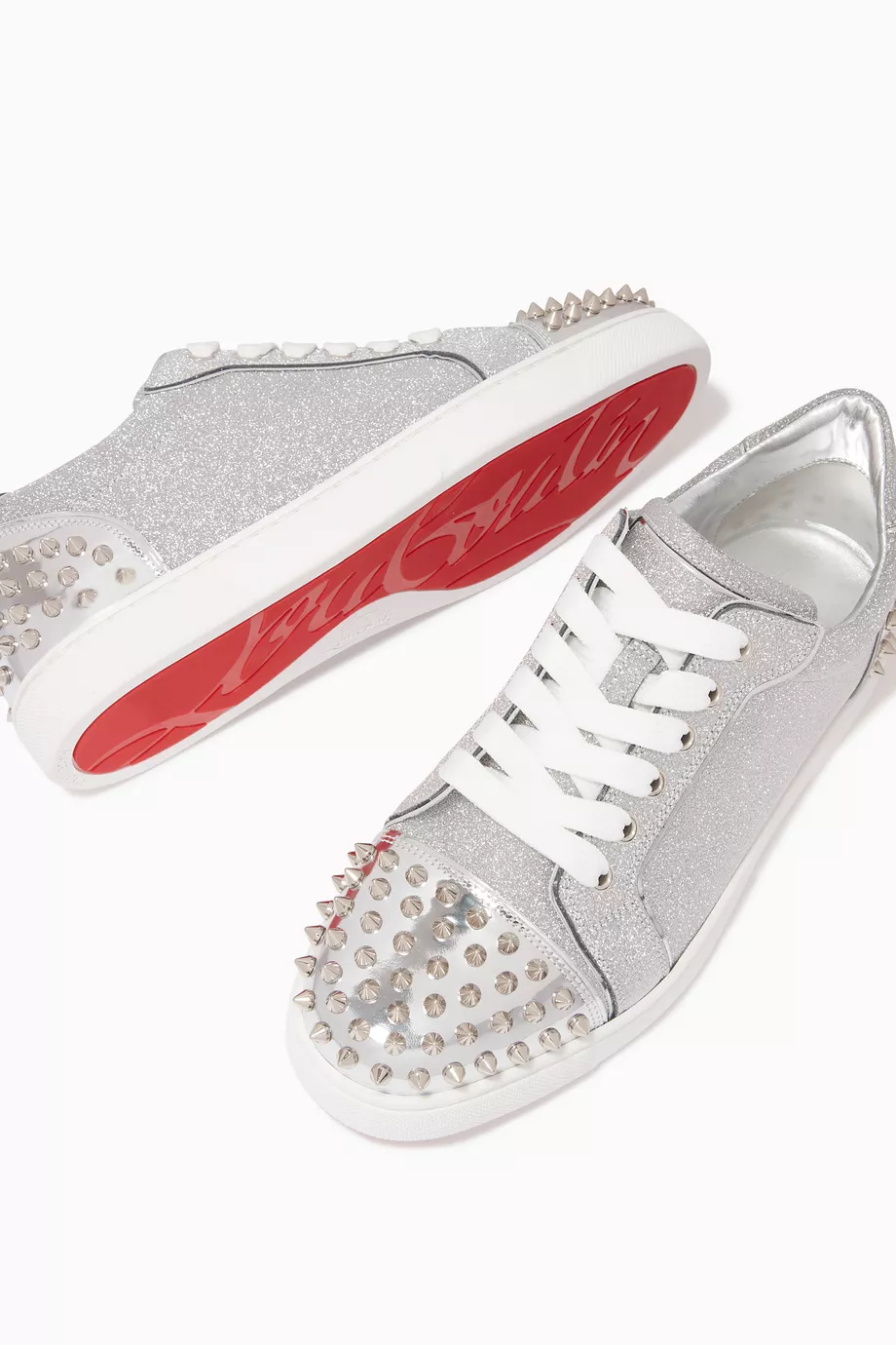 Buy Christian Louboutin Silver Vieira 2 Sneakers in Glitter Leather For Women Online Ounass UAE