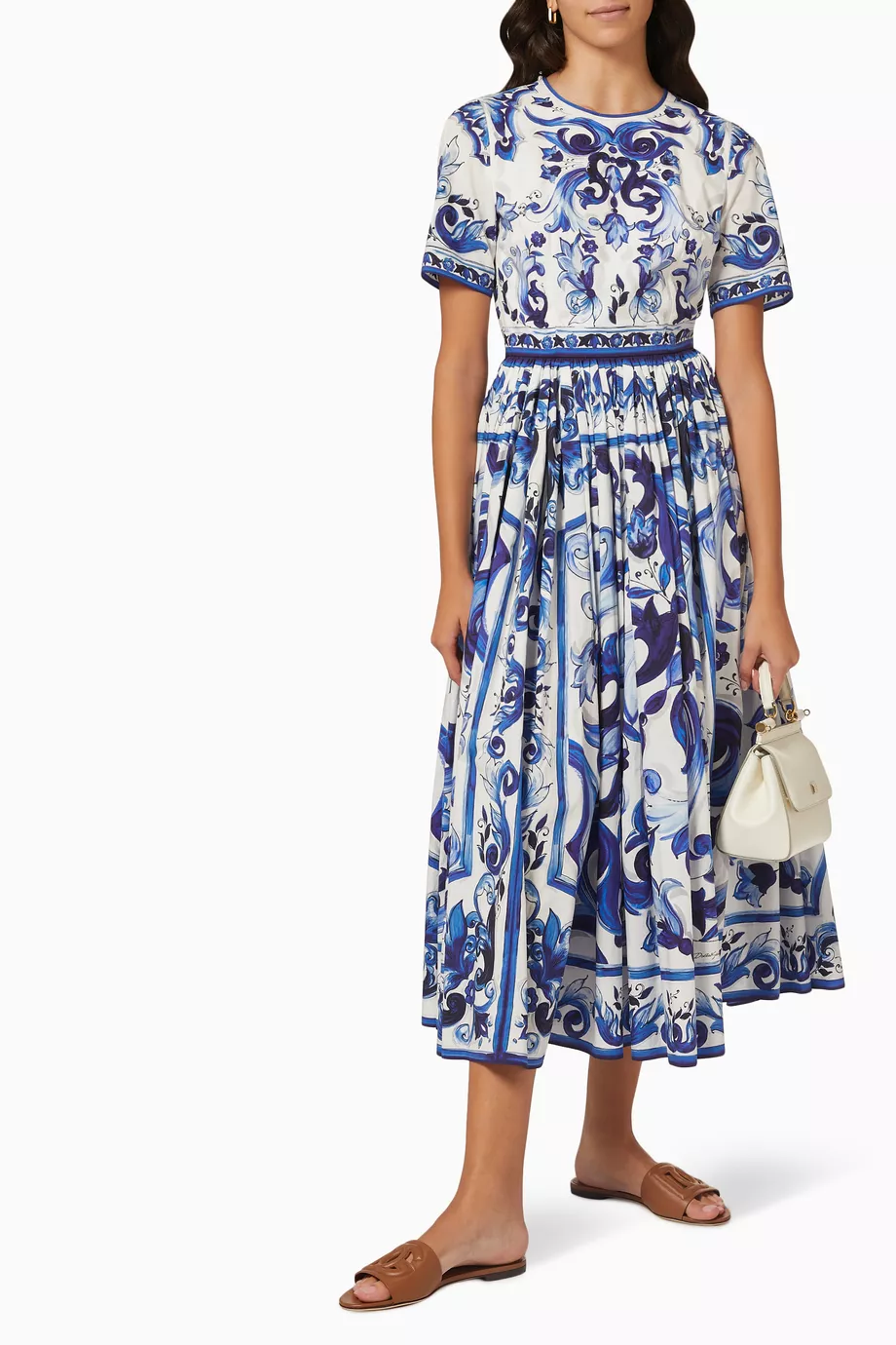 dolce and gabbana blue tile dress Roberto Cavalli Blue and White Fine China Print Dress 40/4
