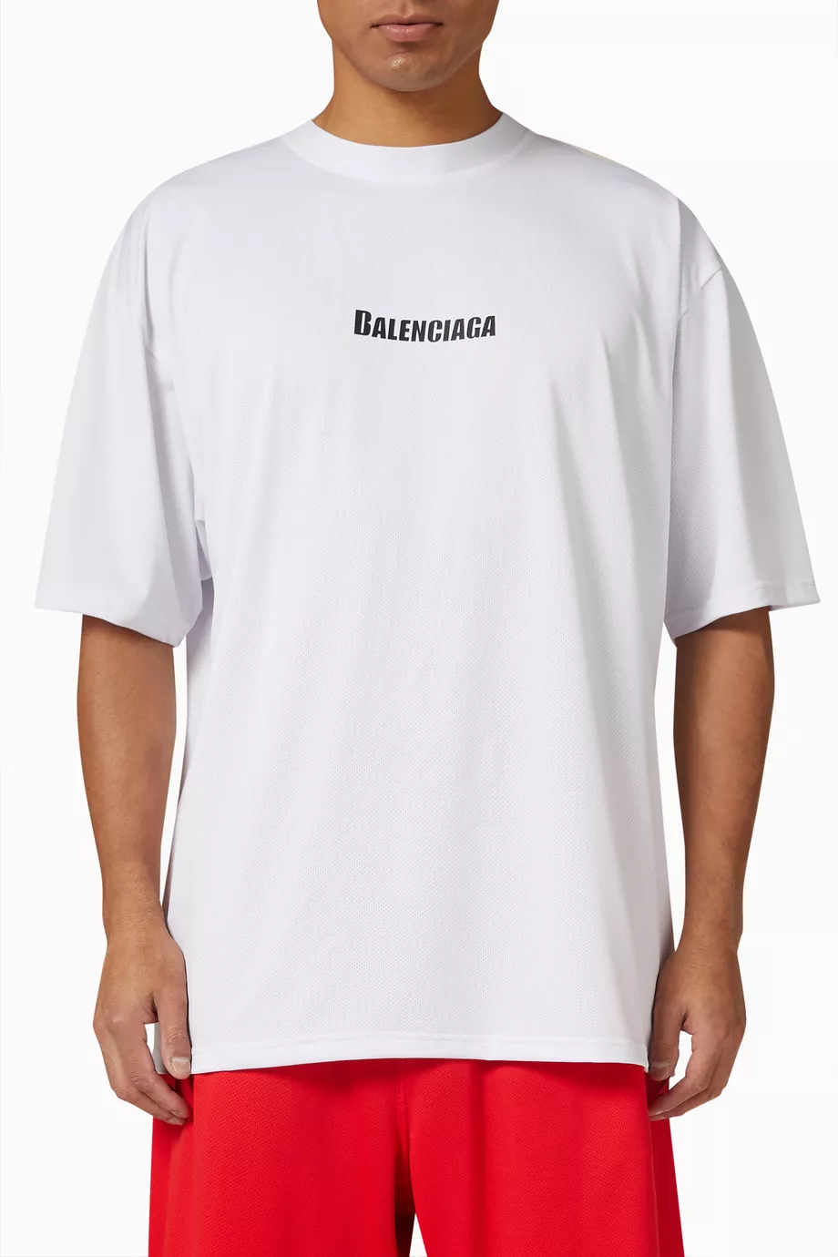 Buy Balenciaga White Swim T-Shirt in Technical Mesh For Men Online
