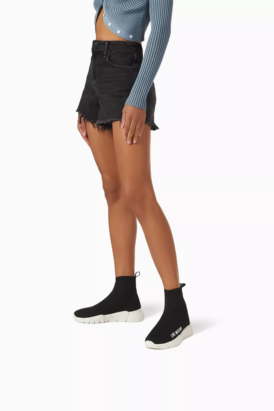 Buy Love Moschino Black Logo High top Sock Sneakers in Technical Knit For Women Online Ounass UAE