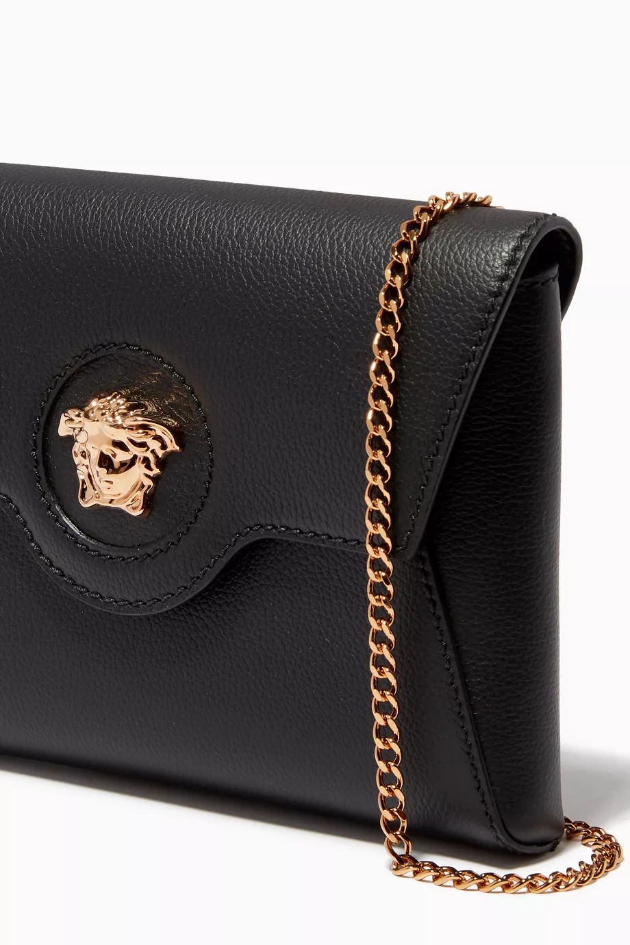 Buy Versace Black La Medusa Envelope Clutch in Leather For Women Online Ounass UAE