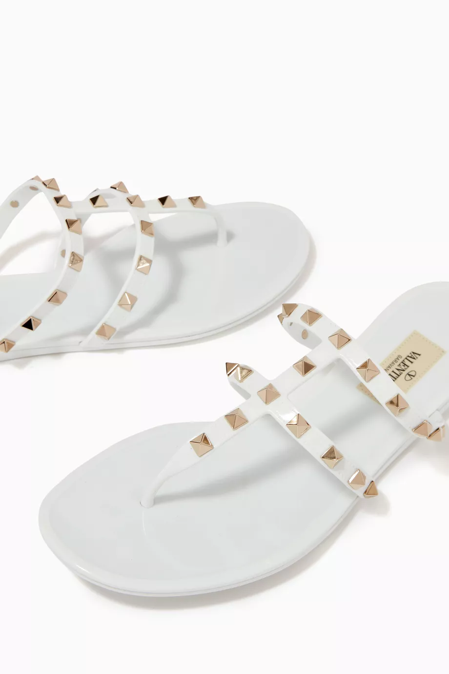 Buy Valentino Garavani White Valentino Garavani Rockstud Flat Summer Sandals in PVC For Women Online Ounass UAE