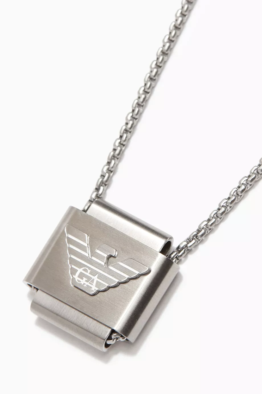 Buy Emporio Armani Silver Eagle Logo Necklace in Stainless Steel For Men Online Ounass UAE