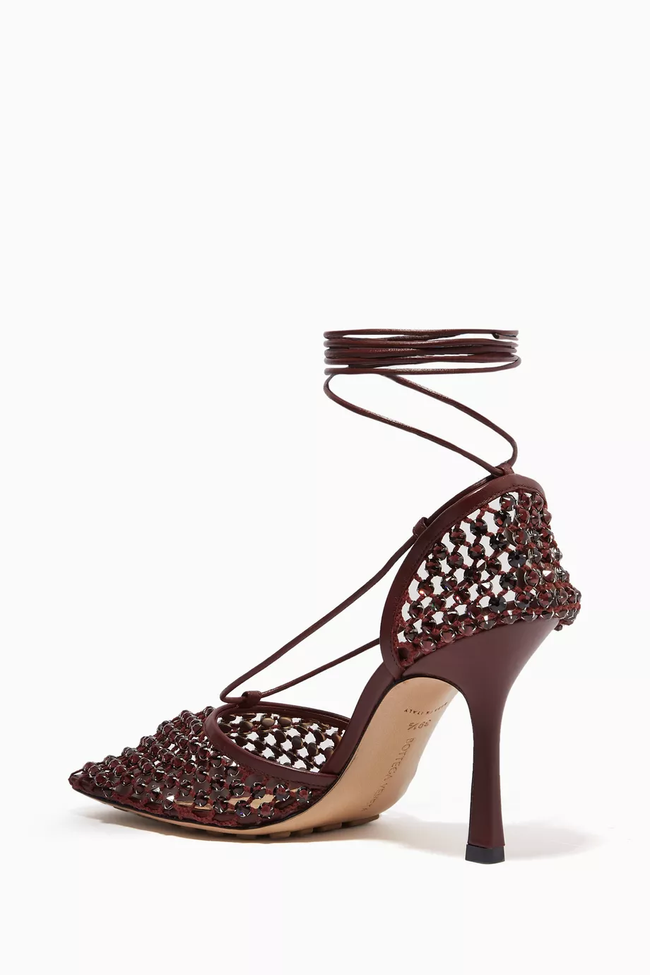 Buy Bottega Veneta Burgundy Sparkle Stretch Sandals in