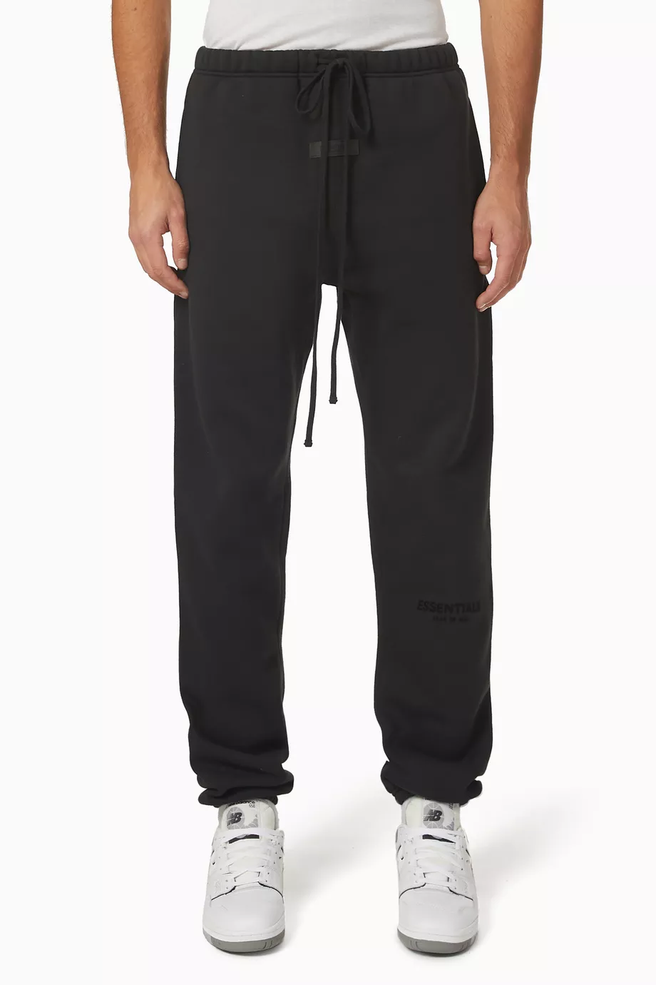 Buy Fear of God Essentials Black Essentials Logo Sweatpants in Fleece For Men Online Ounass UAE