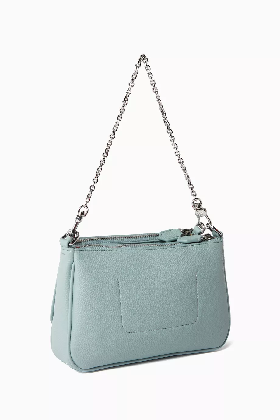 Buy Emporio Armani Blue Logo Chain embellished Shoulder Bag in Leather For Women Online Ounass UAE