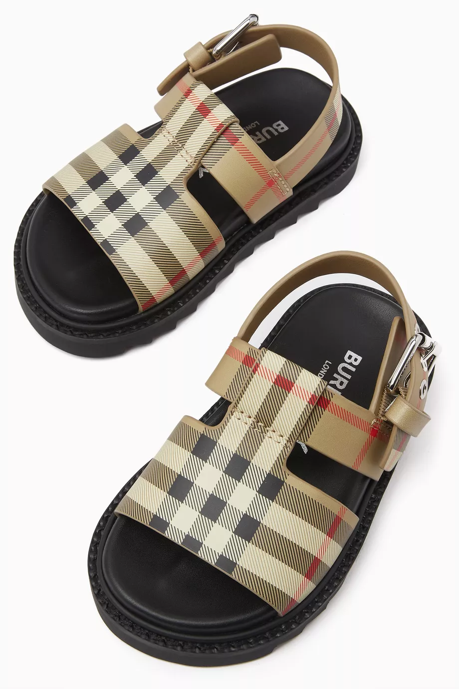 Buy Burberry Neutral Vintage Check Buckled Sandals in Leather For Girls Online Ounass UAE