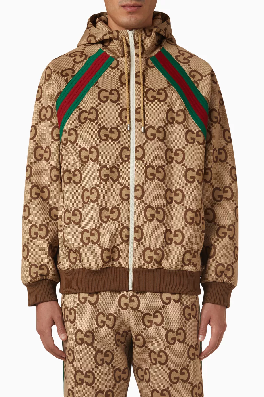 Buy Gucci Neutral Jumbo GG Zip Jacket in Nylon Stretch For Men Online Ounass UAE