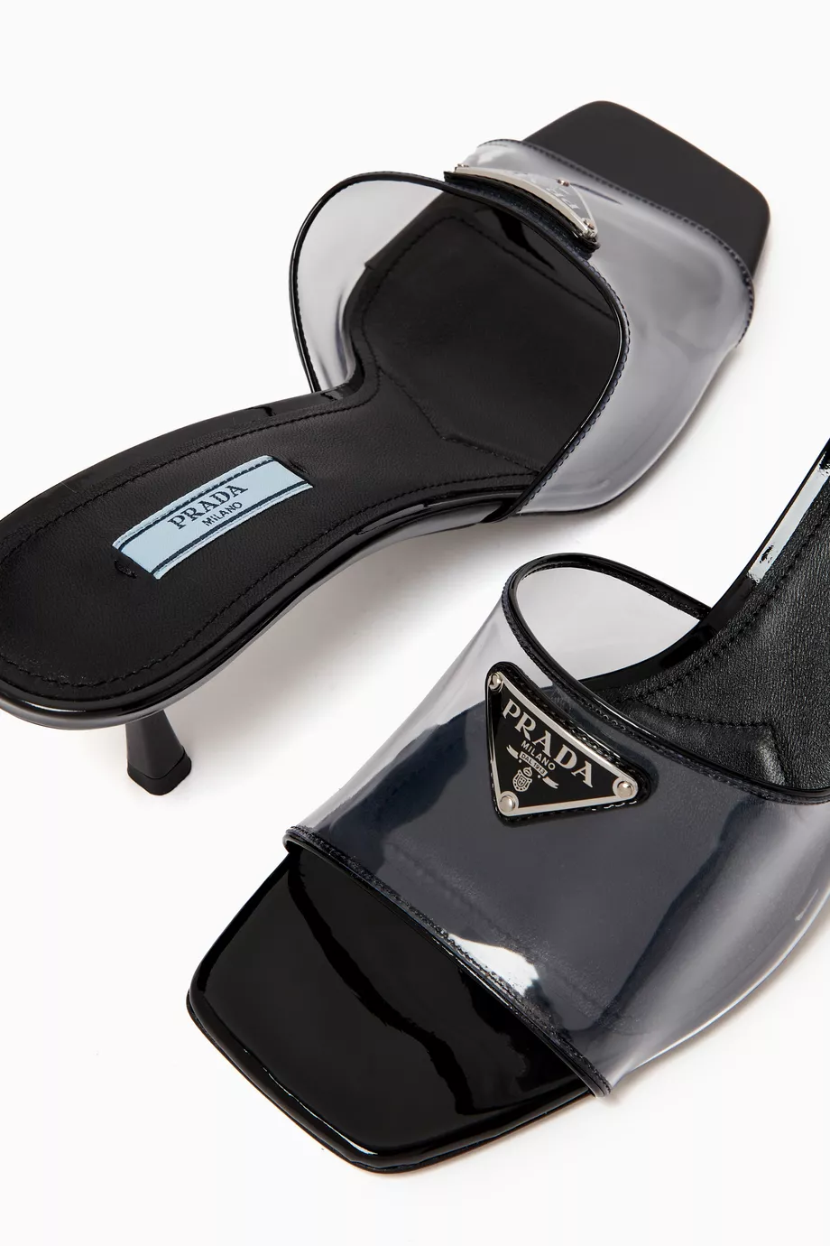 Buy Prada Black Triangle Logo 65 Mules in Plexi For Women Online Ounass UAE