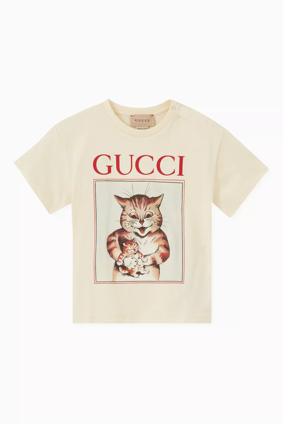 Buy Gucci Neutral Cat Print T shirt in Cotton For UNISEX Online Ounass UAE