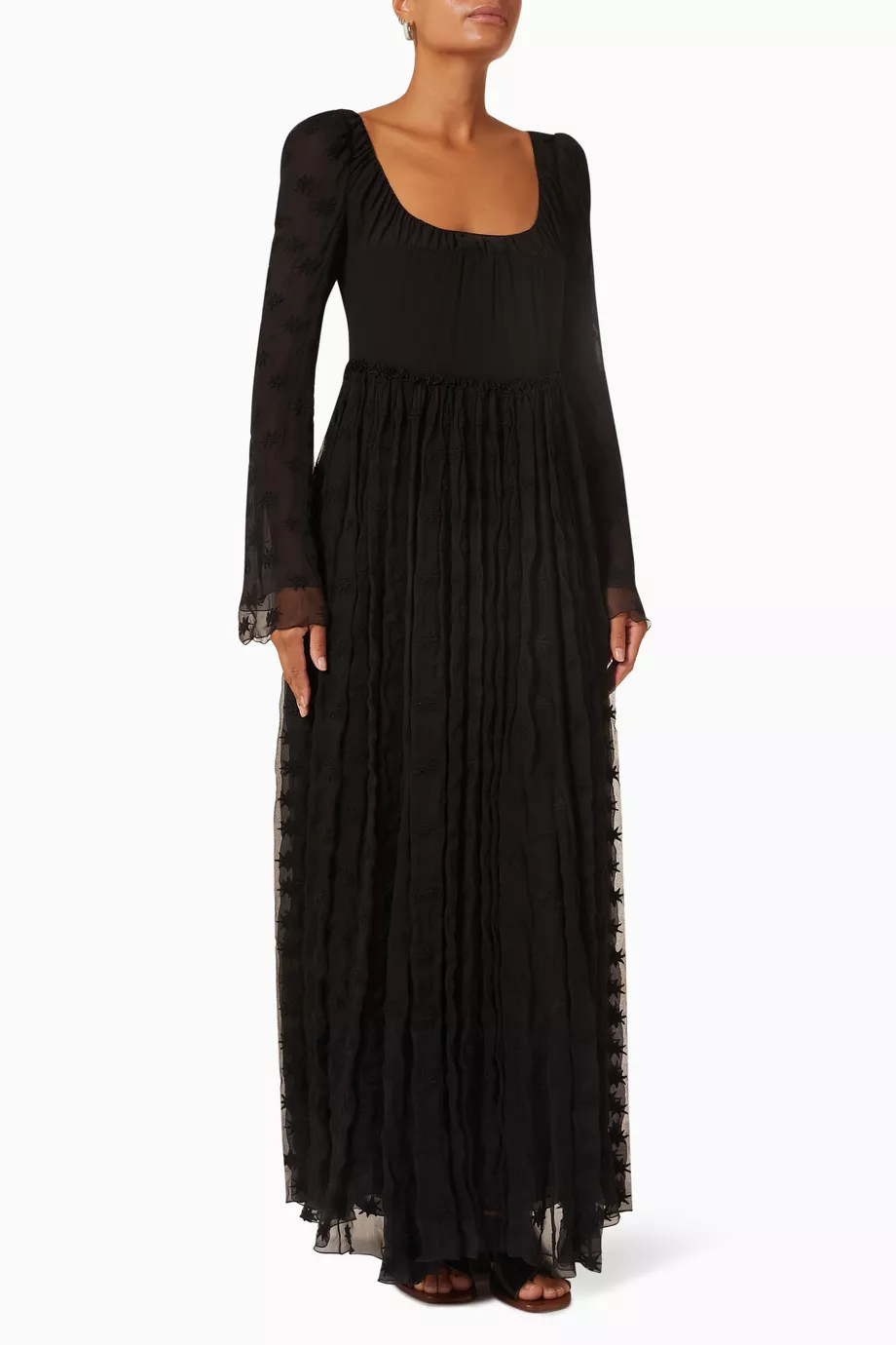Embroidered black maxi dress shop