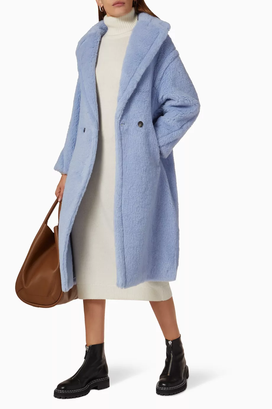 Buy Max Mara Blue Teddy Bear Icon Coat in Faux Fur For Women Online Ounass UAE