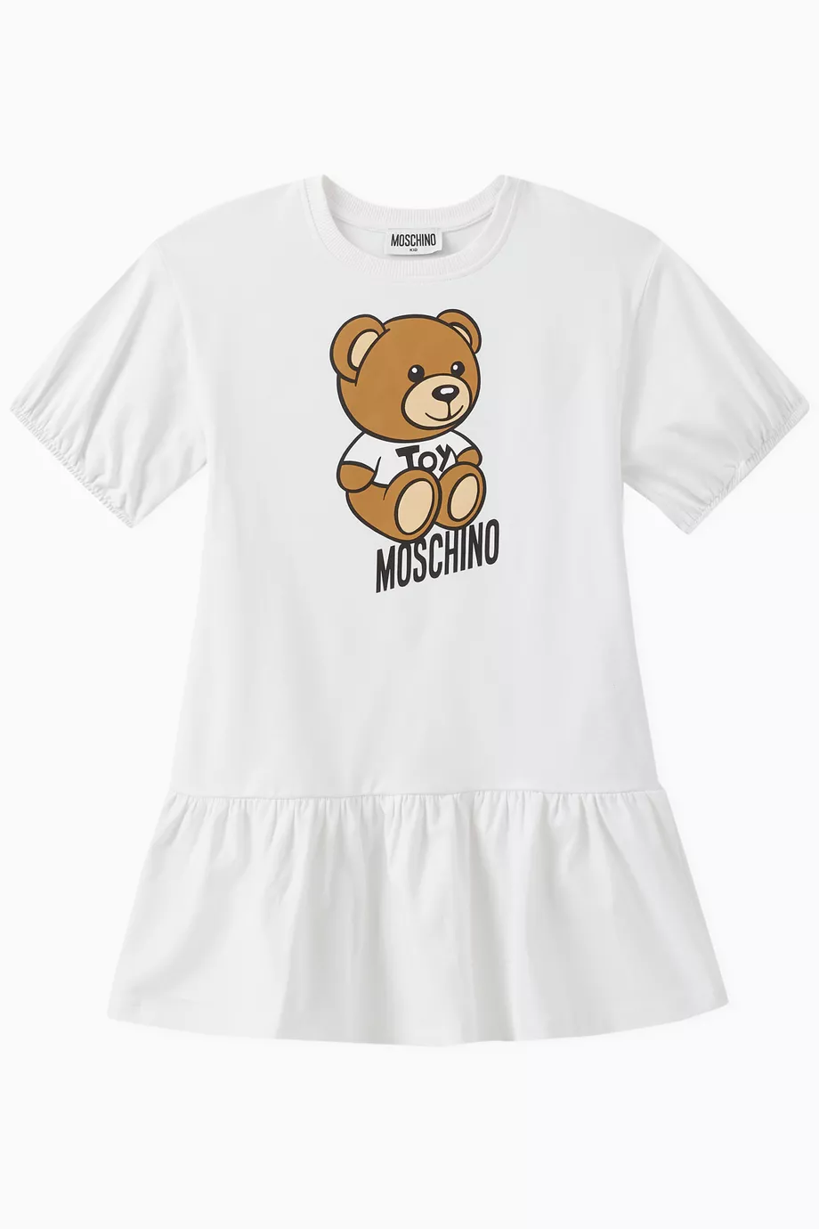 Buy Moschino White Teddy Bear Logo Dress in Cotton For Girls Online Ounass UAE